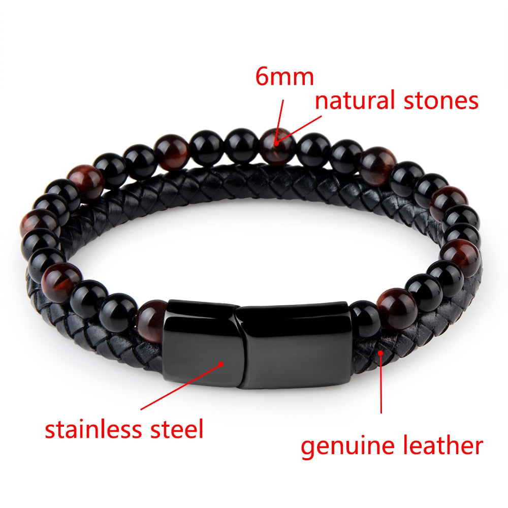 Natural Stone Bracelets Magnetic Clasp for Men