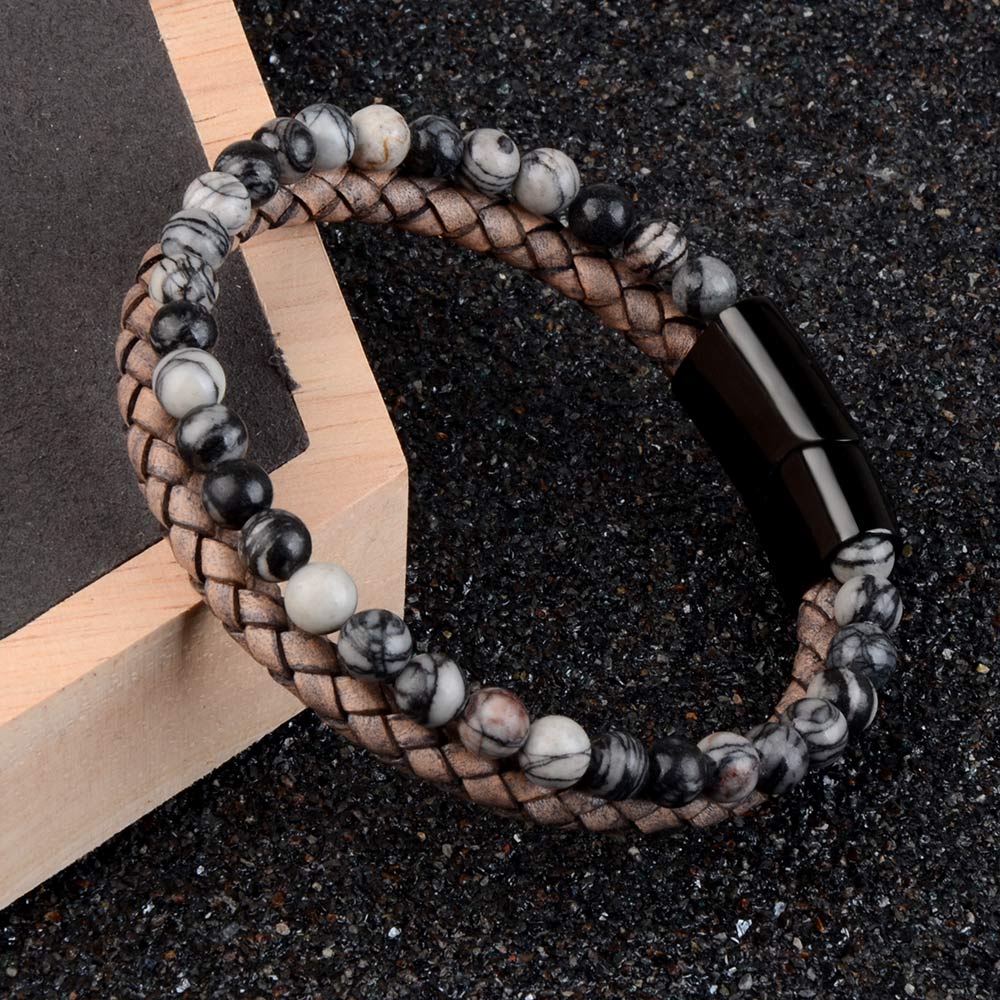 Natural Stone Bracelets Magnetic Clasp for Men