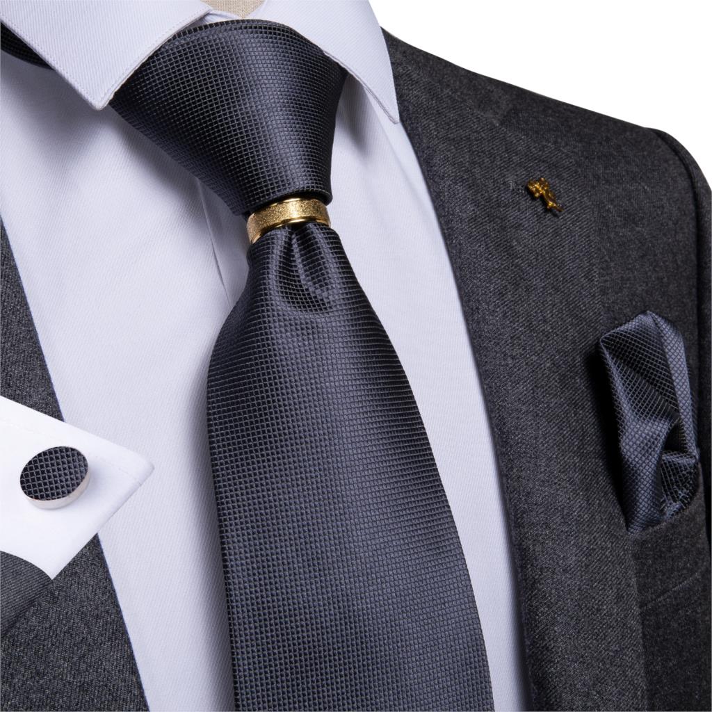 Designer Silk Neckties w/ Pocket Square Cufflinks & Tie Ring - 41 Options