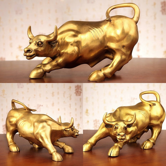 Brass Wall Street Bull Sculpture