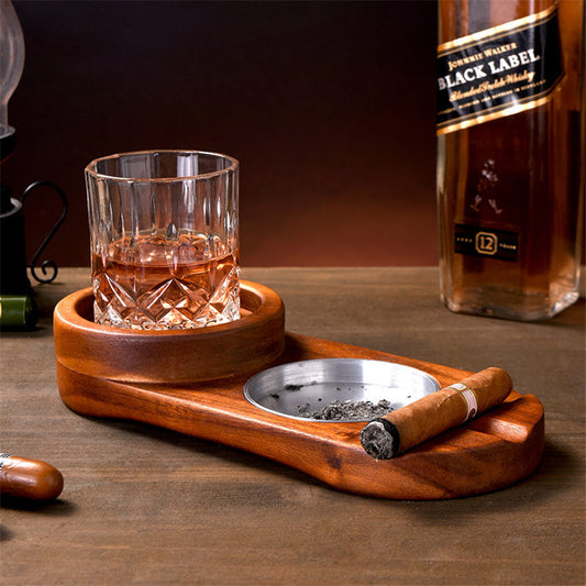 Cigar Ashtray w/ Whiskey Glass Holder