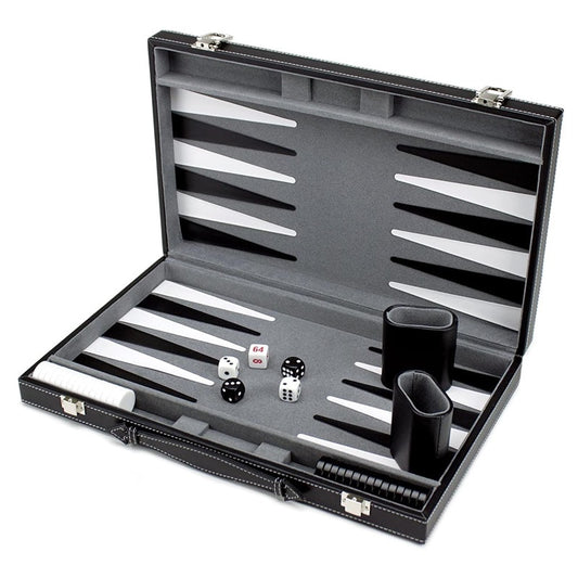Leather Case Black Backgammon Set
