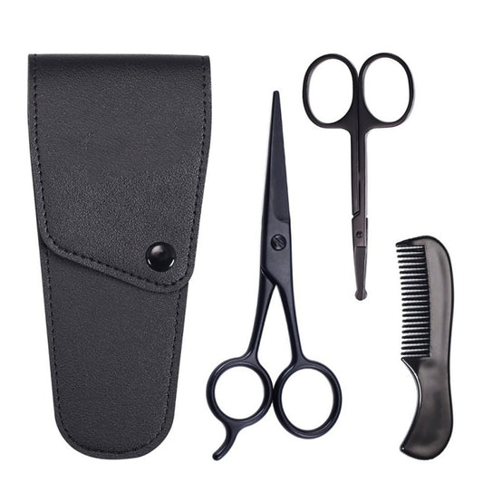 Black Series Scissor Set for trimming Mustache, Nose Hair, & Beard