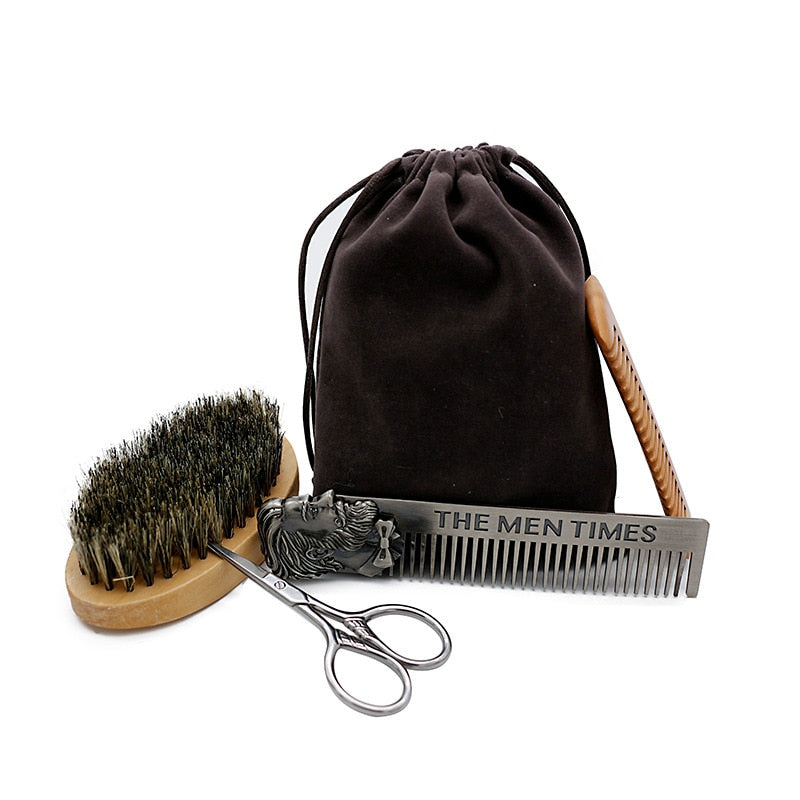Gentlemen's Beard Brush & Trimming Set